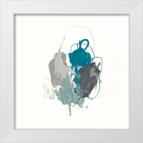 Teal Gesture I White Modern Wood Framed Art Print by Vess, June Erica