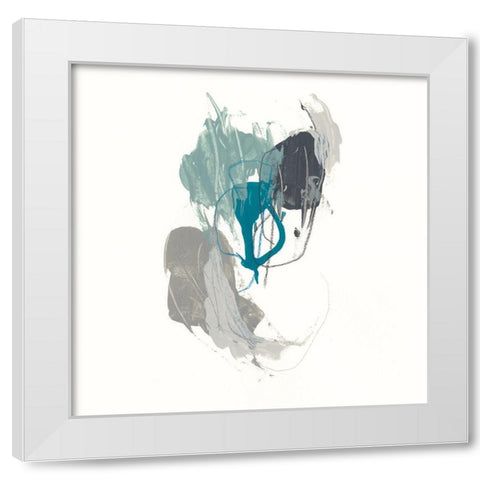Teal Gesture III White Modern Wood Framed Art Print by Vess, June Erica