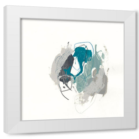 Teal Gesture IV White Modern Wood Framed Art Print by Vess, June Erica