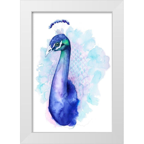 Bejeweled Peacock II White Modern Wood Framed Art Print by Popp, Grace