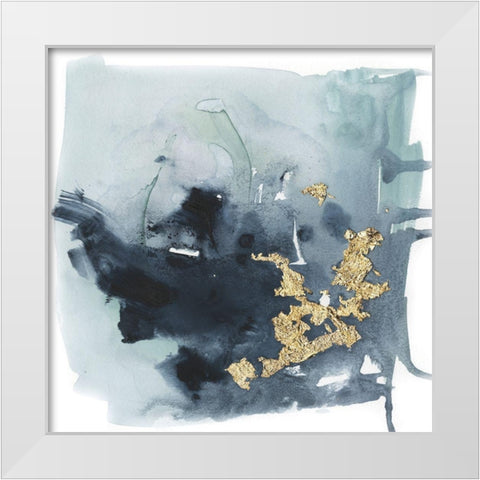 Cerulean and Gold I White Modern Wood Framed Art Print by Borges, Victoria