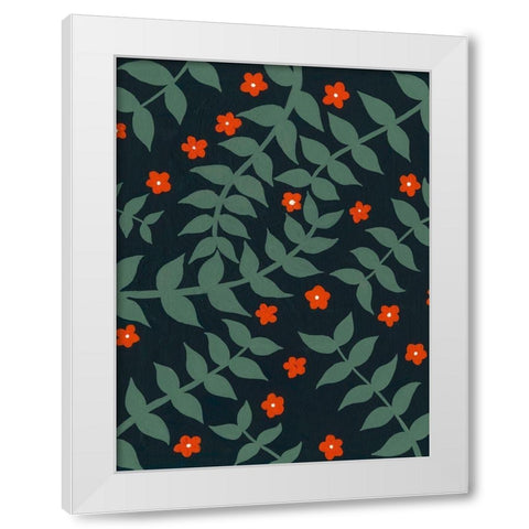 Blooming Garden Pattern I White Modern Wood Framed Art Print by Moore, Regina