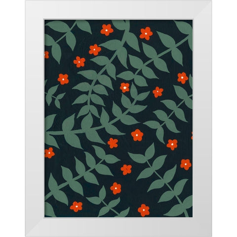 Blooming Garden Pattern I White Modern Wood Framed Art Print by Moore, Regina