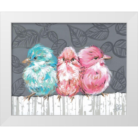 Bird Trio I White Modern Wood Framed Art Print by Rutledge, Jennifer