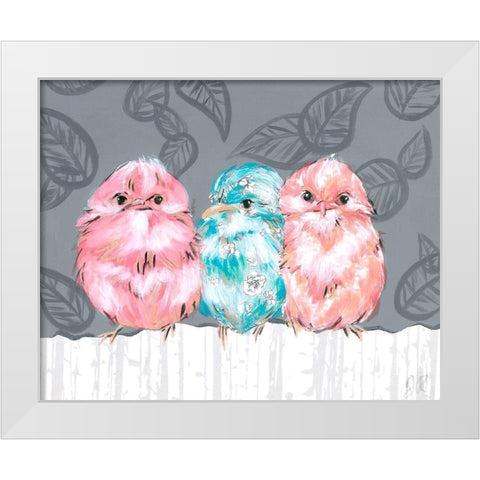 Bird Trio II White Modern Wood Framed Art Print by Rutledge, Jennifer