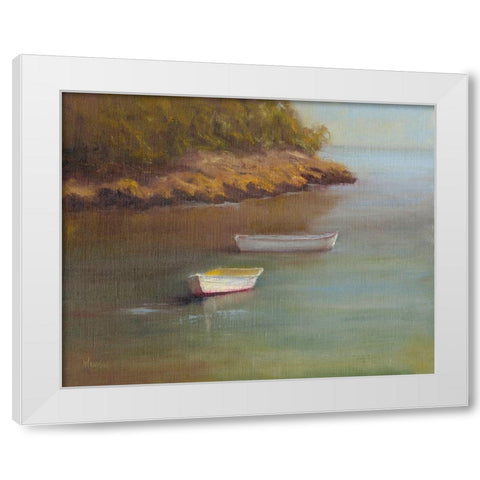 Harbored Dories I White Modern Wood Framed Art Print by Wendling, Marilyn