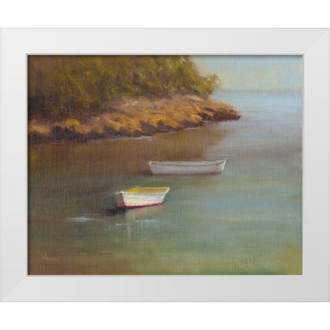 Harbored Dories I White Modern Wood Framed Art Print by Wendling, Marilyn