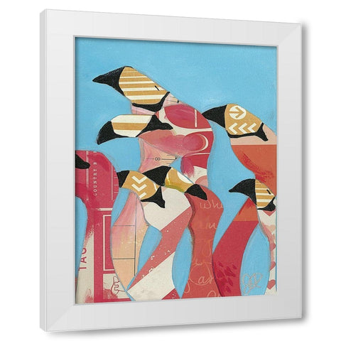 Flock of Flamingoes II White Modern Wood Framed Art Print by Rutledge, Jennifer