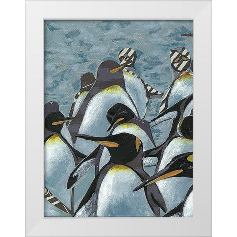 Colony of Penguins I White Modern Wood Framed Art Print by Rutledge, Jennifer