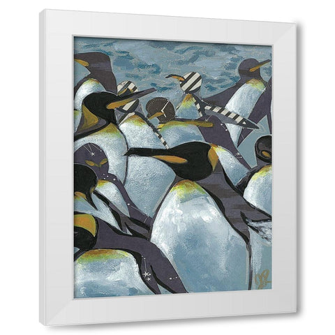 Colony of Penguins II White Modern Wood Framed Art Print by Rutledge, Jennifer