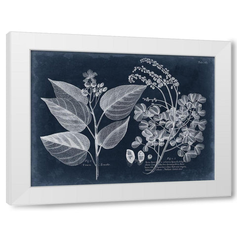 Foliage on Navy III White Modern Wood Framed Art Print by Vision Studio