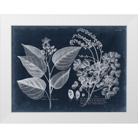 Foliage on Navy III White Modern Wood Framed Art Print by Vision Studio