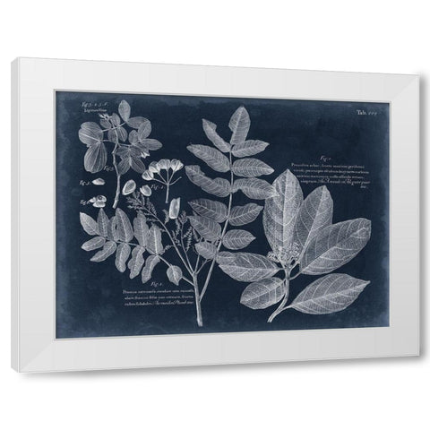 Foliage on Navy V White Modern Wood Framed Art Print by Vision Studio