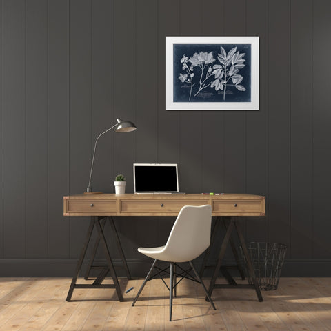Foliage on Navy VI White Modern Wood Framed Art Print by Vision Studio