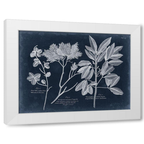 Foliage on Navy VI White Modern Wood Framed Art Print by Vision Studio