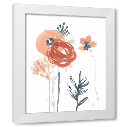 Blush And Navy Floral I White Modern Wood Framed Art Print by Vess, June Erica