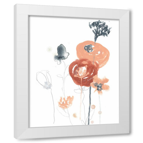Blush And Navy Floral II White Modern Wood Framed Art Print by Vess, June Erica