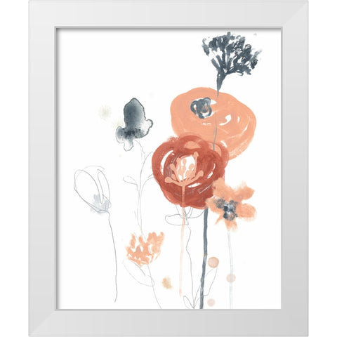 Blush And Navy Floral II White Modern Wood Framed Art Print by Vess, June Erica