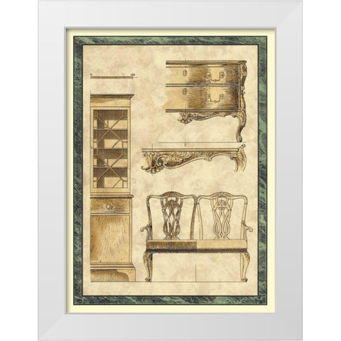 Chippendale Furniture I White Modern Wood Framed Art Print by Vision Studio