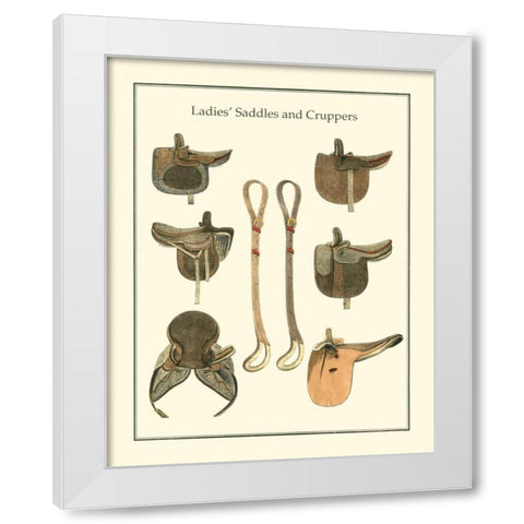 Ladies Saddles White Modern Wood Framed Art Print by Vision Studio