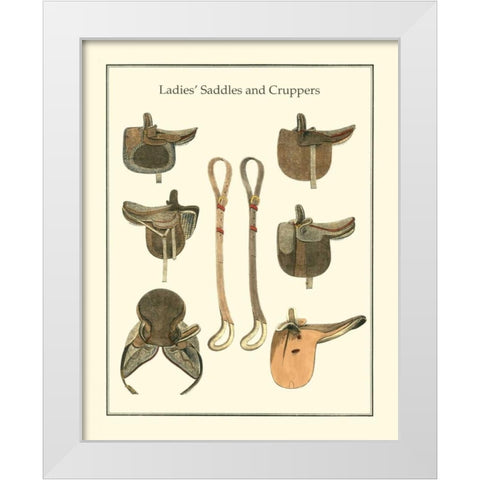 Ladies Saddles White Modern Wood Framed Art Print by Vision Studio