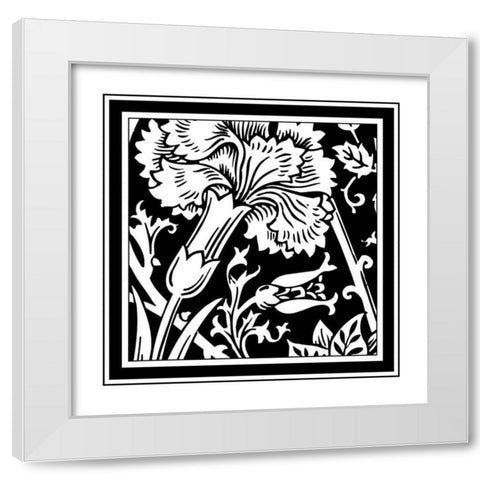 BandW Graphic Floral Motif I White Modern Wood Framed Art Print by Vision Studio