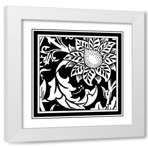 BandW Graphic Floral Motif II White Modern Wood Framed Art Print by Vision Studio