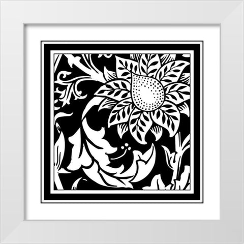 BandW Graphic Floral Motif II White Modern Wood Framed Art Print by Vision Studio