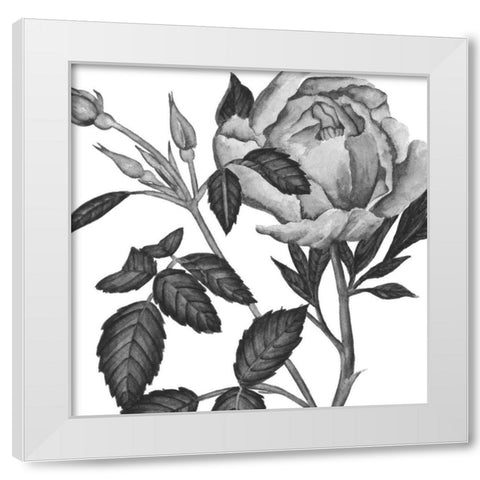 Flowers in Grey I White Modern Wood Framed Art Print by Wang, Melissa