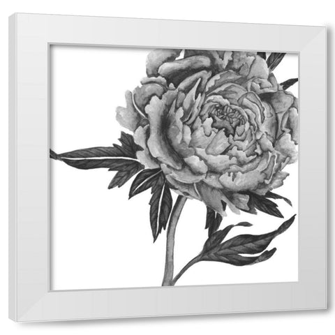 Flowers in Grey II White Modern Wood Framed Art Print by Wang, Melissa