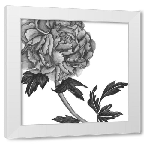 Flowers in Grey III White Modern Wood Framed Art Print by Wang, Melissa