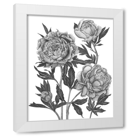 Flowers in Grey V White Modern Wood Framed Art Print by Wang, Melissa