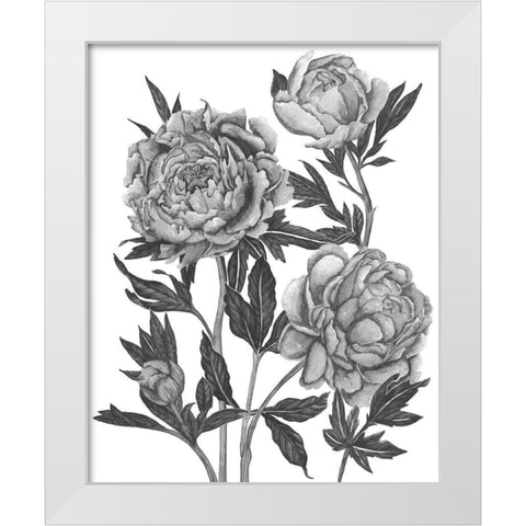 Flowers in Grey V White Modern Wood Framed Art Print by Wang, Melissa