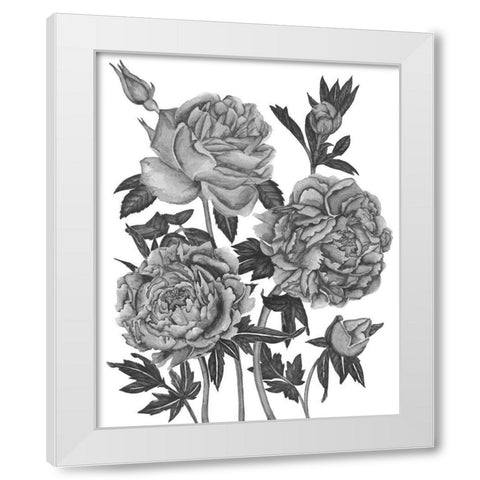 Flowers in Grey VI White Modern Wood Framed Art Print by Wang, Melissa