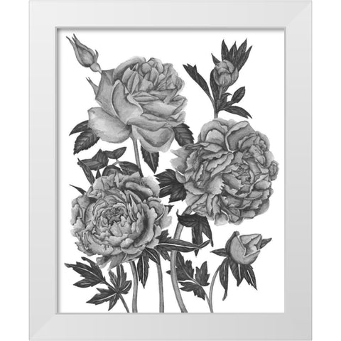 Flowers in Grey VI White Modern Wood Framed Art Print by Wang, Melissa