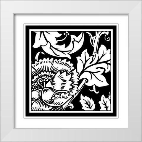 BandW Graphic Floral Motif III White Modern Wood Framed Art Print by Vision Studio