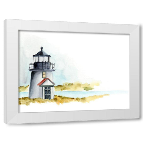 Ocean Beacon I White Modern Wood Framed Art Print by Moore, Regina