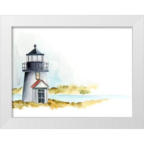 Ocean Beacon I White Modern Wood Framed Art Print by Moore, Regina
