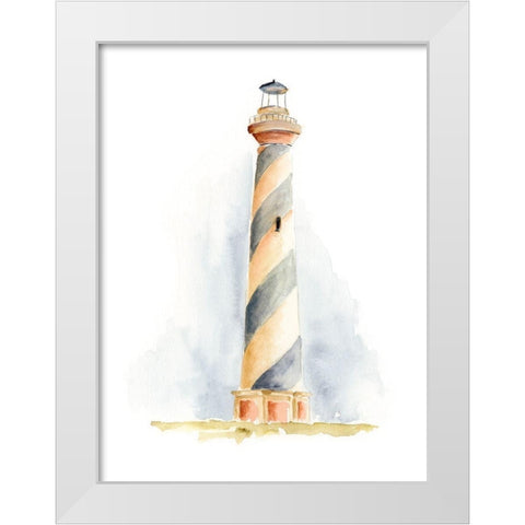 Ocean Beacon III White Modern Wood Framed Art Print by Moore, Regina