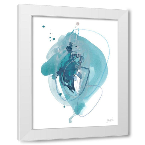 Aqua Orbit I White Modern Wood Framed Art Print by Vess, June Erica