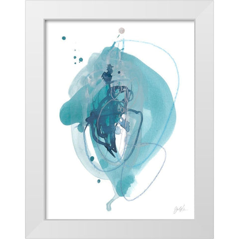 Aqua Orbit I White Modern Wood Framed Art Print by Vess, June Erica