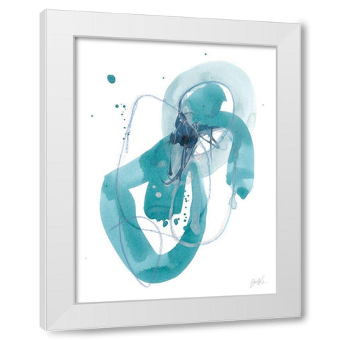 Aqua Orbit III White Modern Wood Framed Art Print by Vess, June Erica