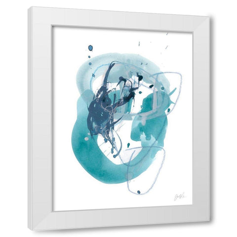 Aqua Orbit IV White Modern Wood Framed Art Print by Vess, June Erica