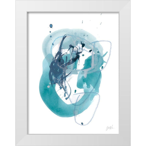 Aqua Orbit IV White Modern Wood Framed Art Print by Vess, June Erica