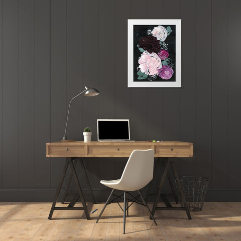 Dark and Dreamy Floral I White Modern Wood Framed Art Print by Parker, Jennifer Paxton