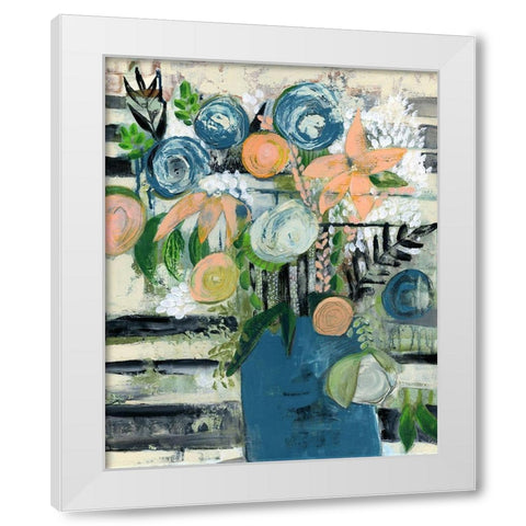 Modern Floral Stripe White Modern Wood Framed Art Print by Daavettila, Tara