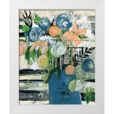 Modern Floral Stripe White Modern Wood Framed Art Print by Daavettila, Tara