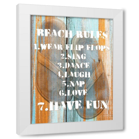 Beach Rules I White Modern Wood Framed Art Print by Nall|Skip