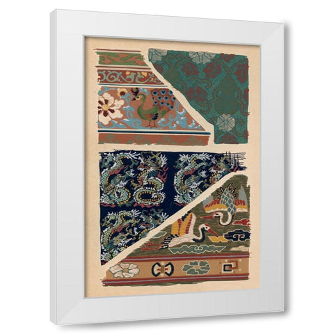 Japanese Textile Design VI White Modern Wood Framed Art Print by Seizan, Ema