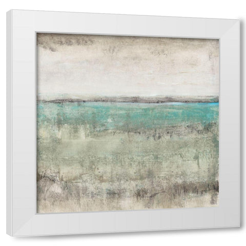 Aqua Horizon I White Modern Wood Framed Art Print by OToole, Tim